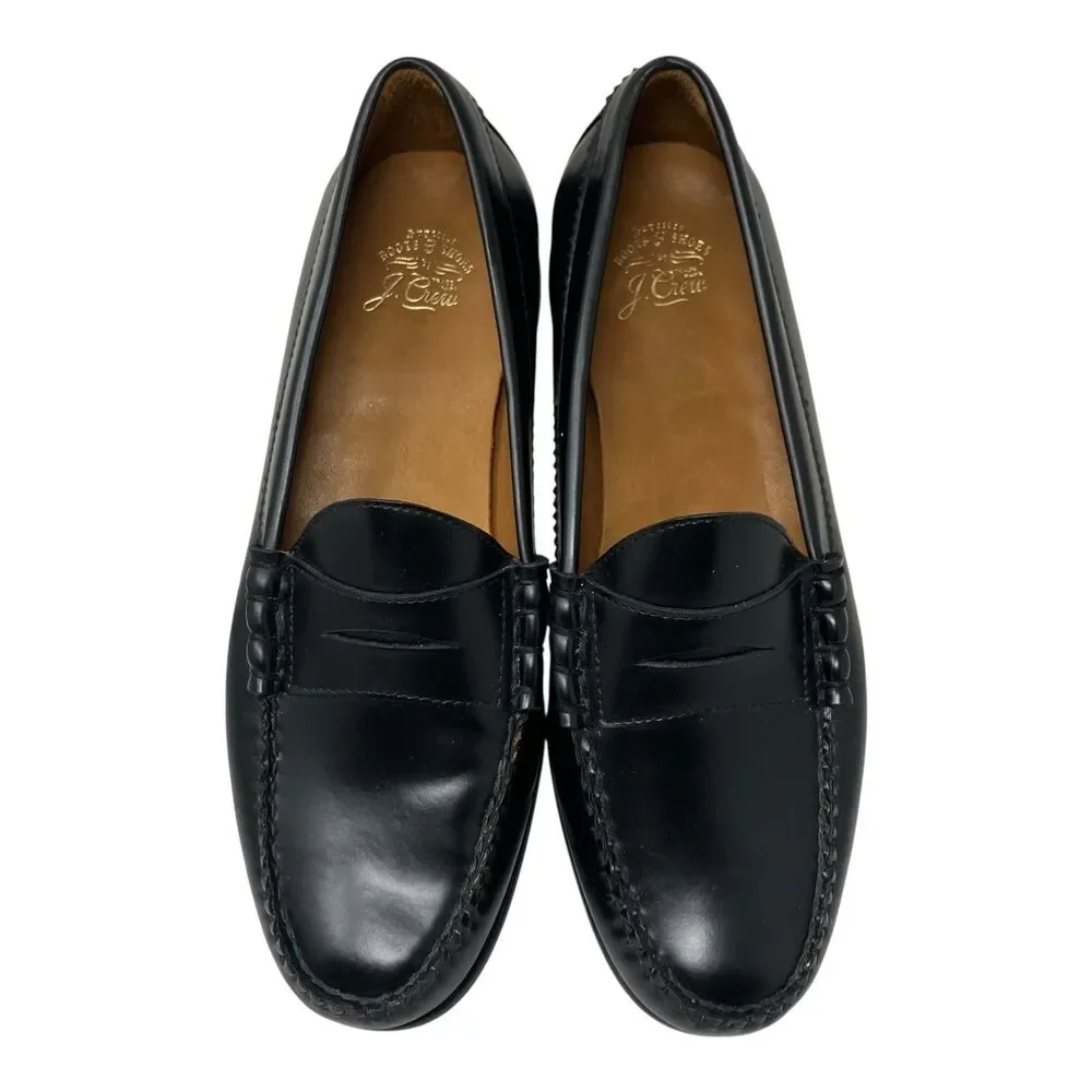 J Crew Camden Penny Loafers Mens 10.5 Black Leather Career Wedding Shoes AV166